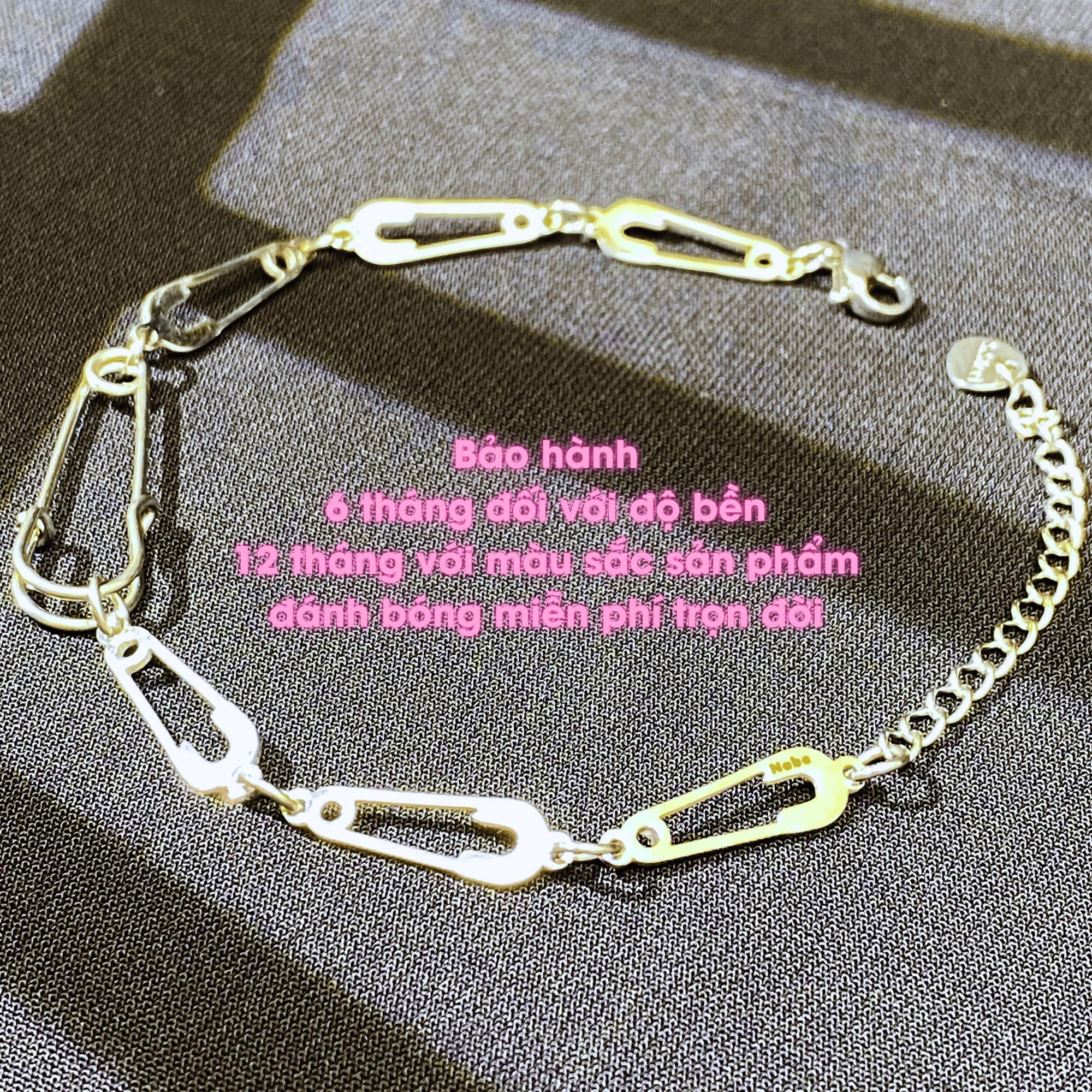 Vòng tay Full Safety pin Không rỉ sét - lắc tay safety pin chính hãng không đen rỉ