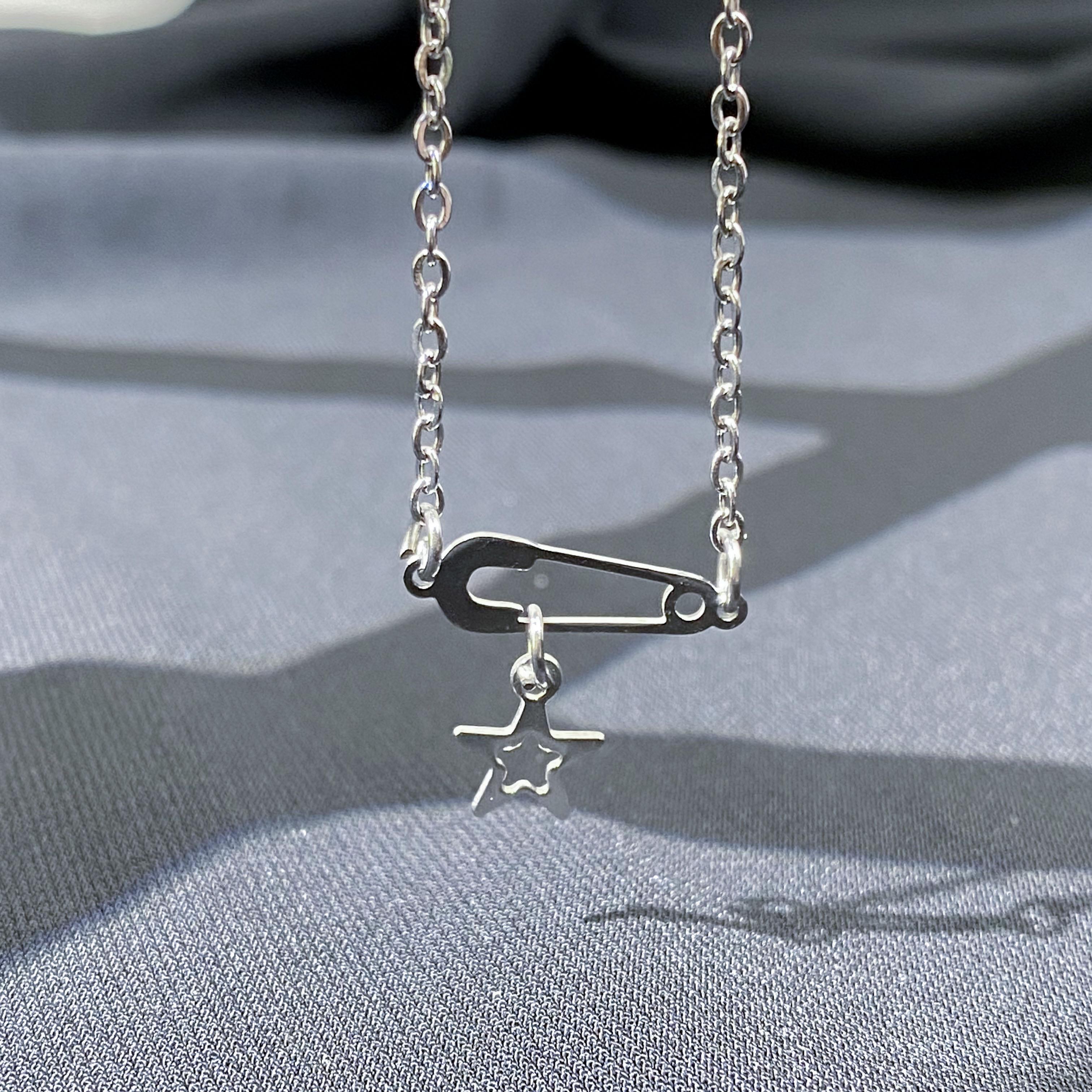 Dây chuyền safety pin Nabe mini Pin - Full titanium không đen rỉ - Vòng cổ safety pin không ghỉ