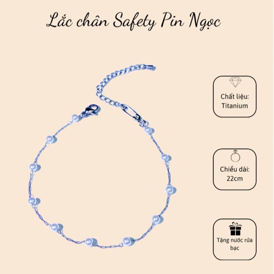 Vòng Chân Titanium Mini Safety Pin Ngọc 3mm ABS - Lắc Chân Handmade Trang Sức - Hoa Nữ Women
