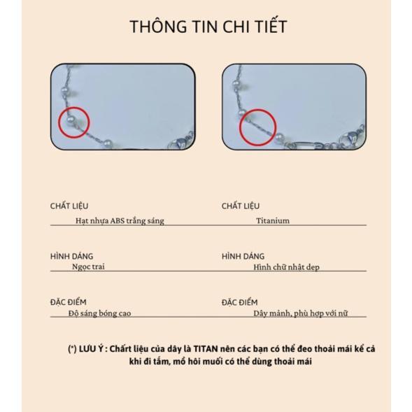 Vòng Chân Titanium Mini Safety Pin Ngọc 3mm ABS - Lắc Chân Handmade Trang Sức - Hoa Nữ Women