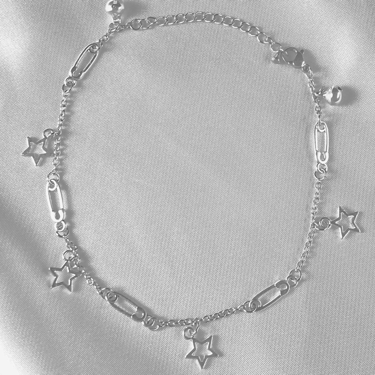 Lắc Chân Mini Safetypins Dây Trơn Bầu Trời Sao - Vòng Chân Chuông Charm Ngôi Sao Women Chain