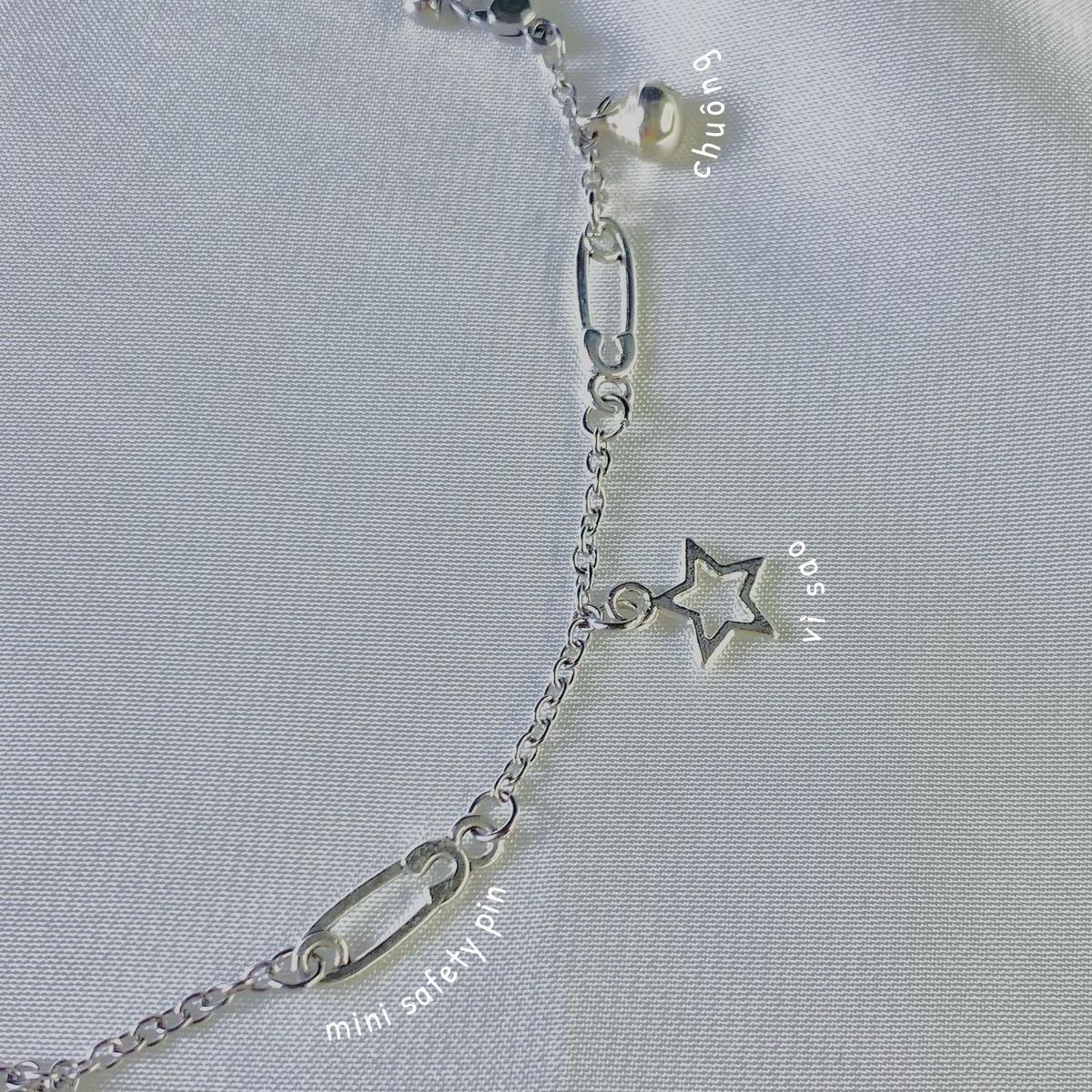 Lắc Chân Mini Safetypins Dây Trơn Bầu Trời Sao - Vòng Chân Chuông Charm Ngôi Sao Women Chain