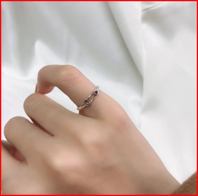Nhẫn Safetypins, Nhẫn hình ghim giấy chất liệu bạc S925, Nhẫn thời trang Hàn Quốc - Tặng kèm nước rửa bạc