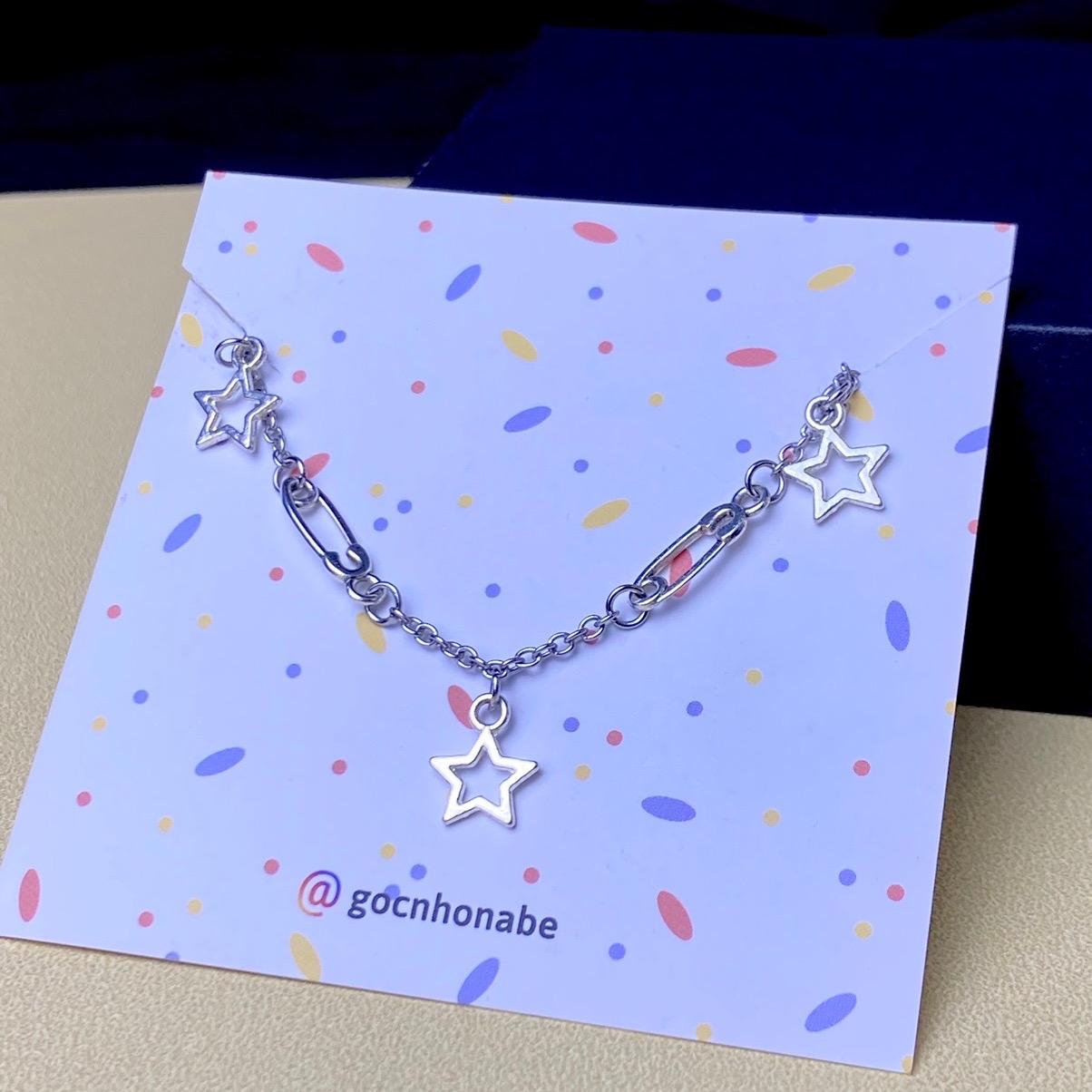Lắc Chân Mini Safetypins Dây Trơn Bầu Trời Sao - Vòng Chân Chuông Charm Ngôi Sao Women Chain