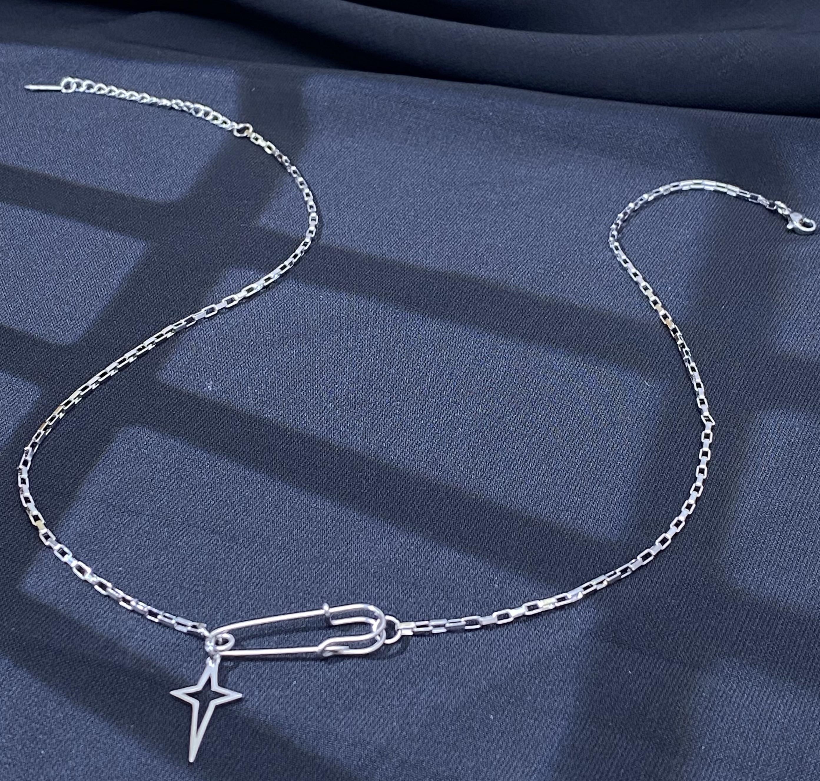 Dây Chuyền, Vòng Cổ Nam Safety Pins - Titanium Không đen ghỉ xuống màu - Vòng cổ titan nam