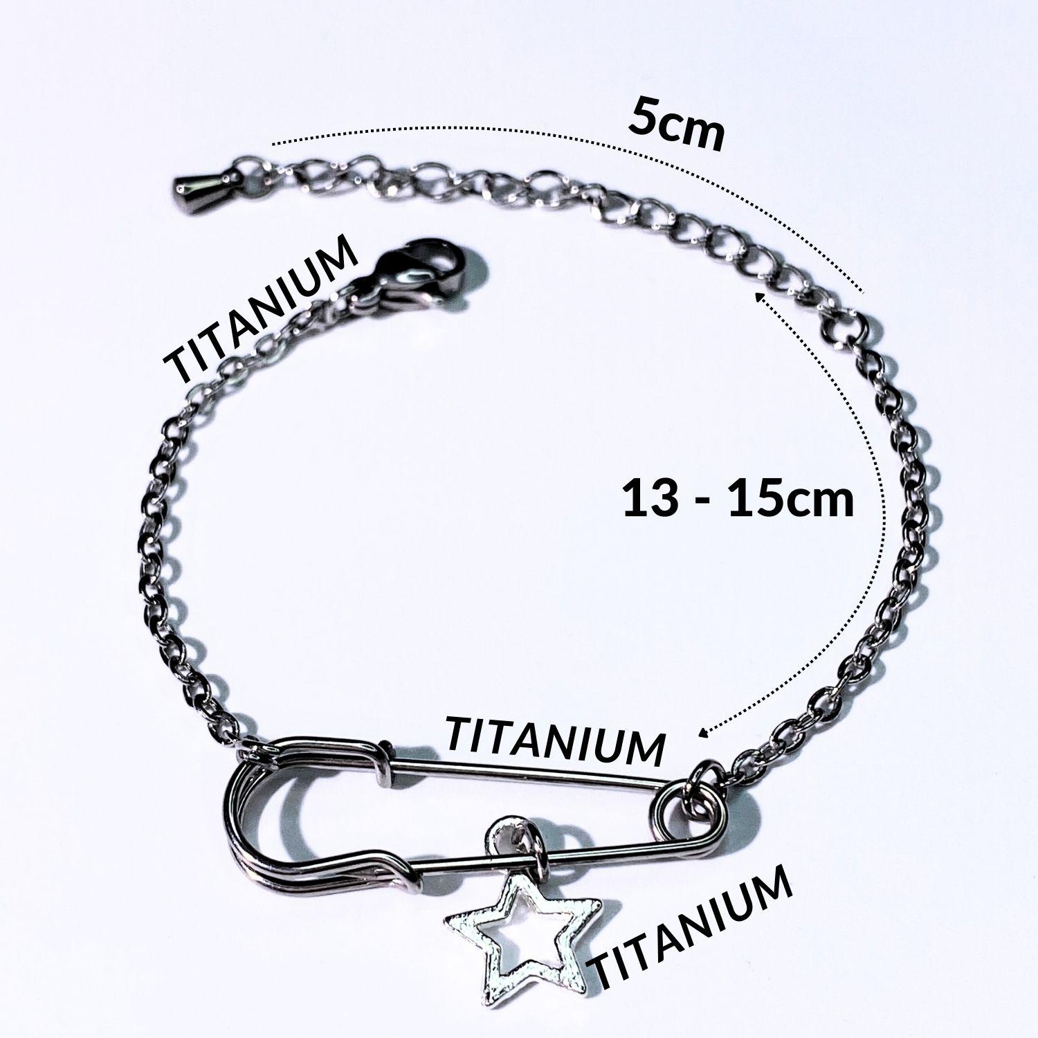Vòng Tay Safety Pin Dây Trơn Vì Sao ? Titanium Không Ghỉ - vòng tay nữ Safety Pins Phụ Kiện