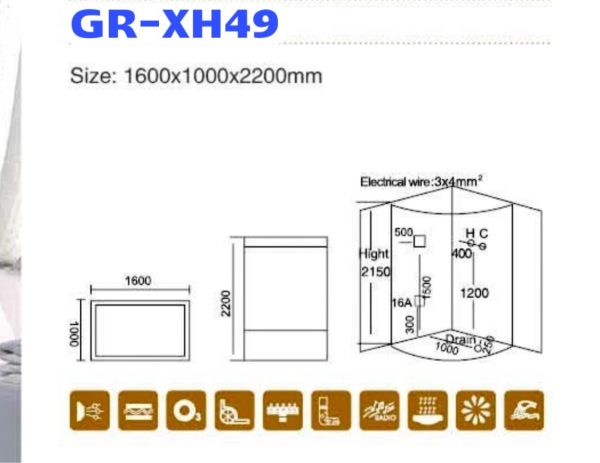 Phòng xông hơi ướt massage MT-XH49B (1600x1000x2200mm)