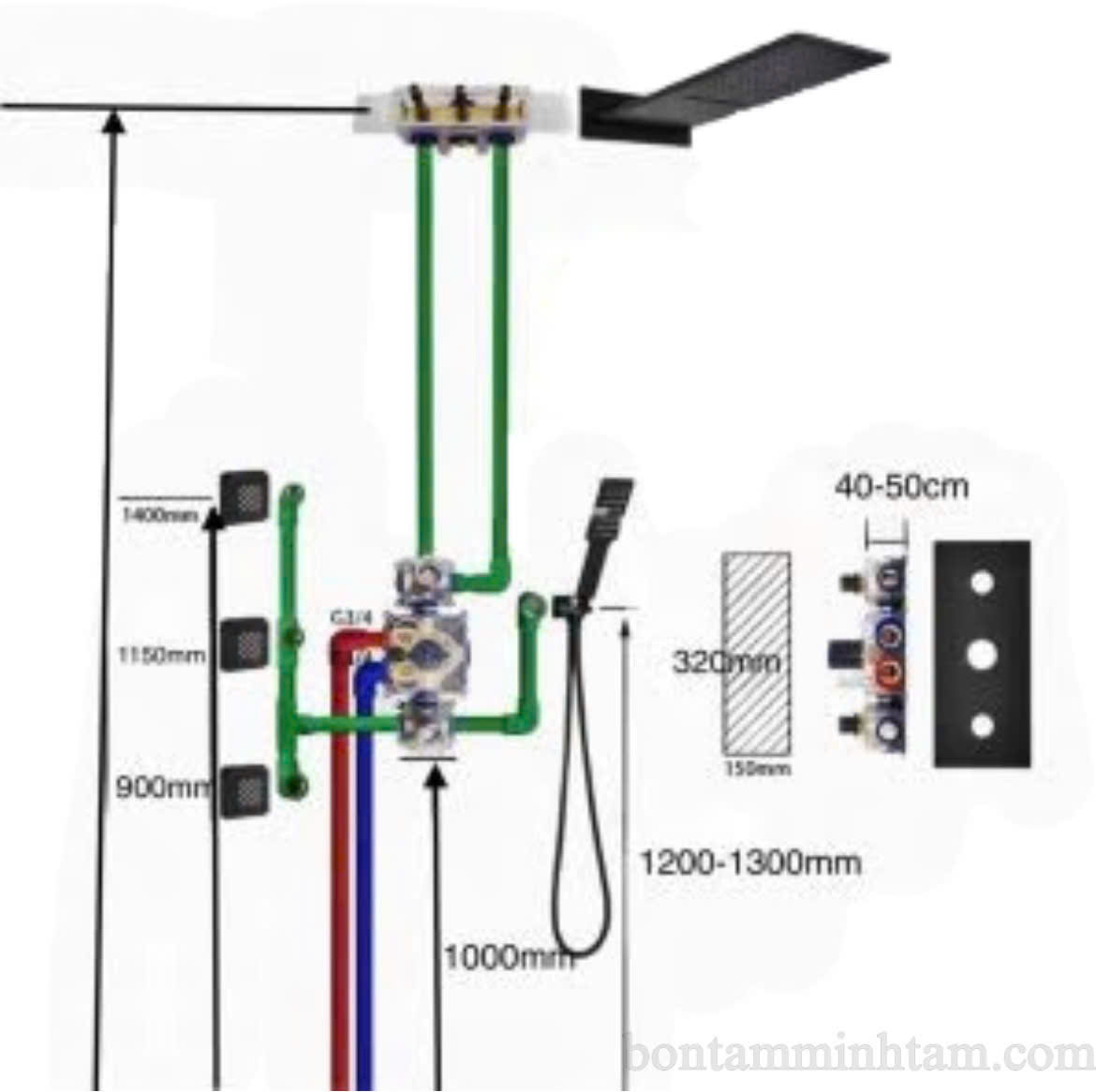 Sen âm tường đồng mạ crom cao cấp MT-SAT14