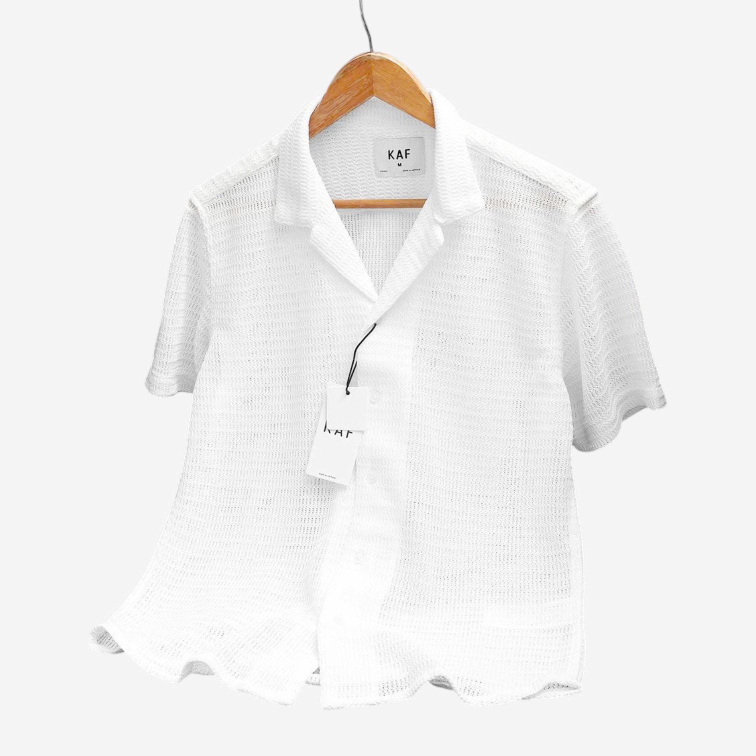 Áo Sơ Mi Cuban Collar Textured Relax / White
