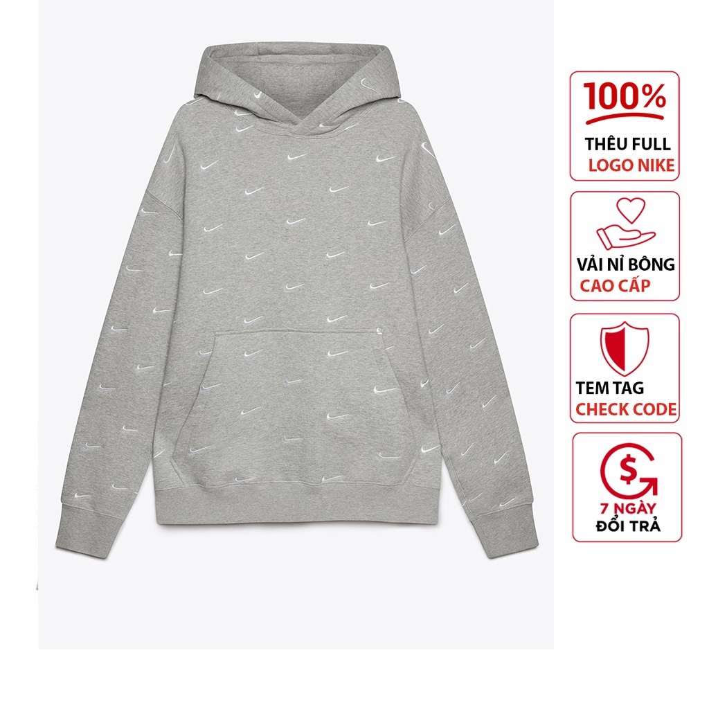 Áo Hoodie Nike Swoosh Full Logo Thêu nổi