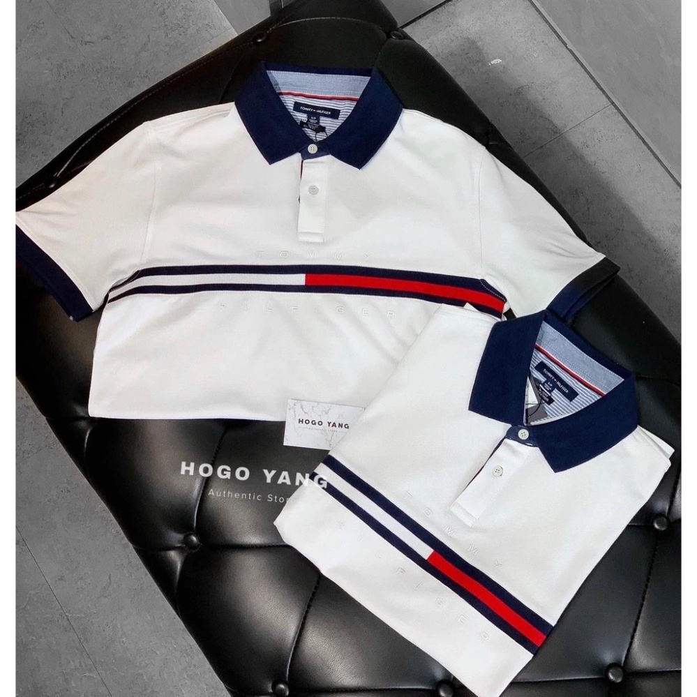 Polo tommy Phối viền thêu Logo Cực chất