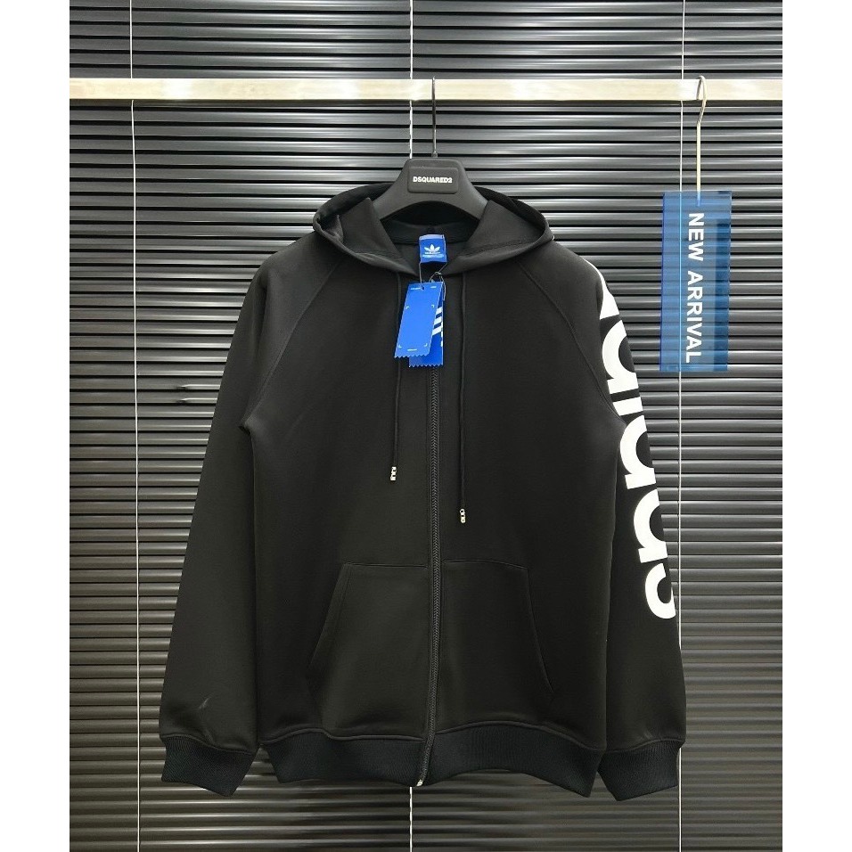 Hoodie Zip khóa kéo Adidas Thời thượng Vải Nỉ Bông