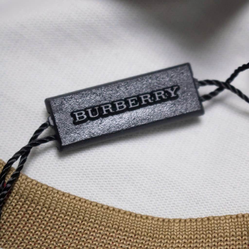 Áo Thun BBR Burberry Cổ Sọc Thêu Chữ BBR