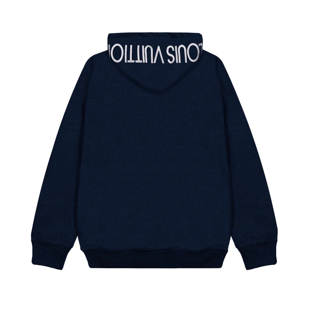 Hoodie Zip LV Louis Vuitton Nón Thêu Logo Túi