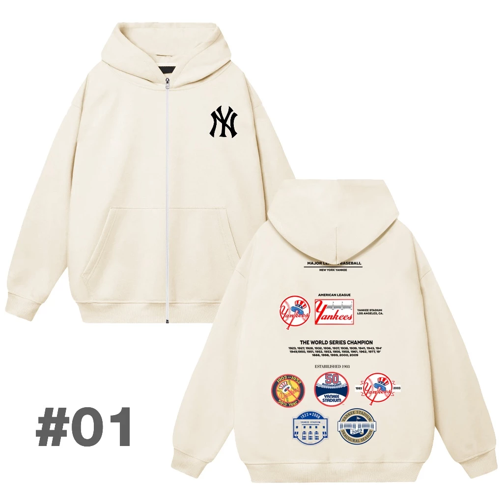 Hoodie MLB NY Có Zip Tổng Hợp Nhiều Mẫu