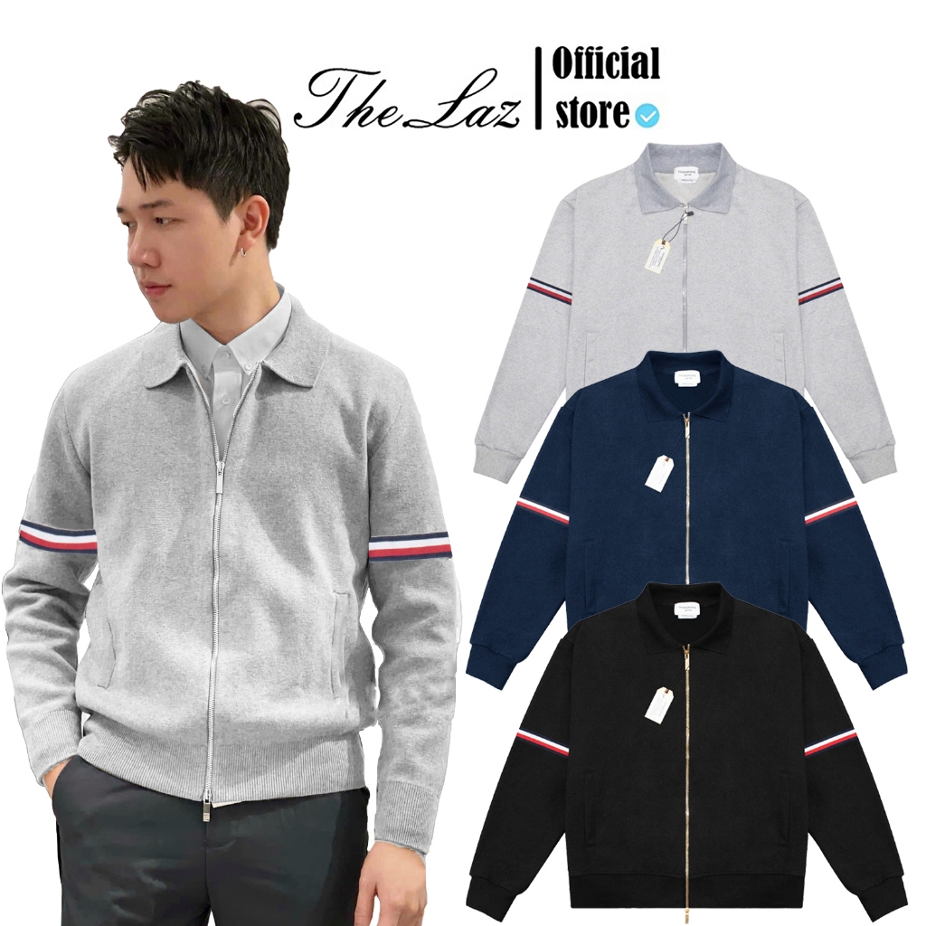 Cardigan Zip Collar Thom Browne Viền Tay