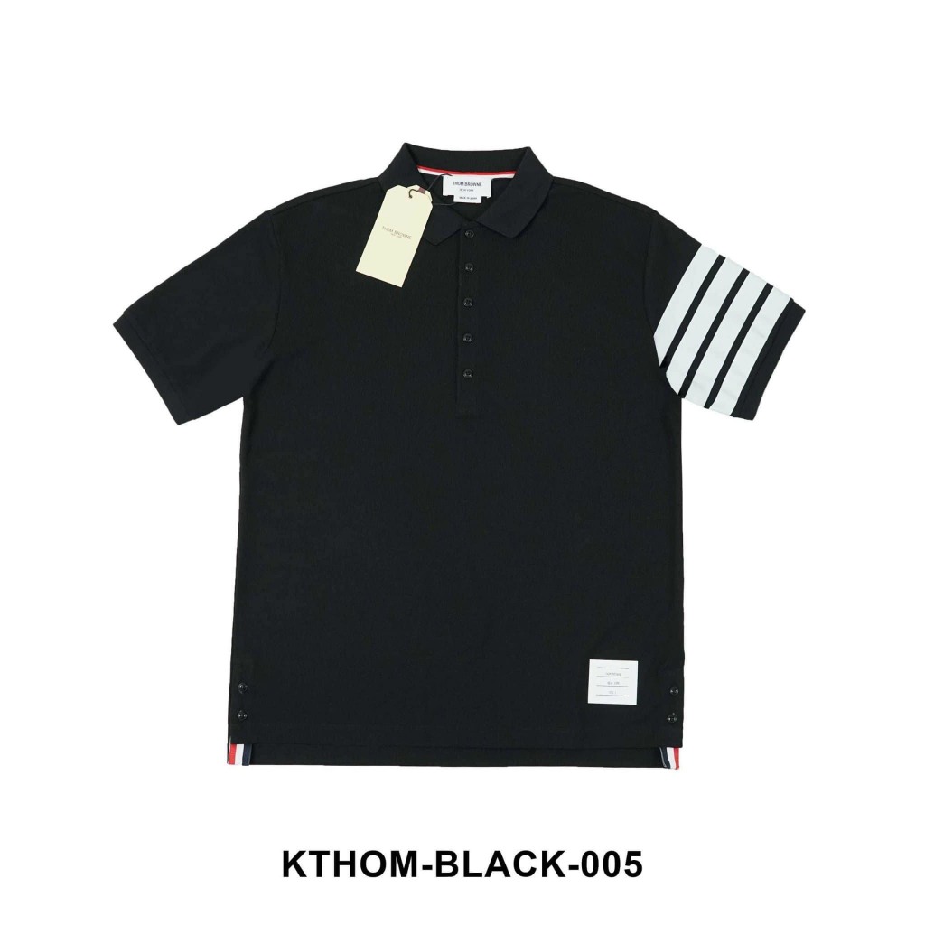 Polo Viền Túi Thome Brown 4 Bars Black