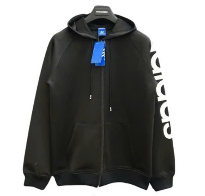 Hoodie Zip khóa kéo Adidas Thời thượng Vải Nỉ Bông