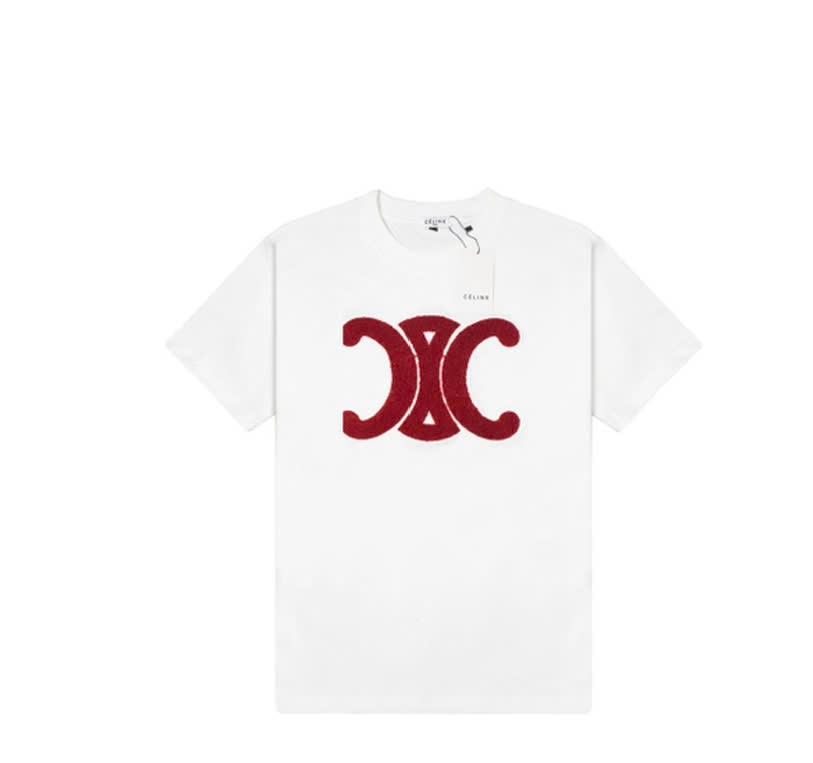Áo Thun Celine Logo Thêu Xù Basic