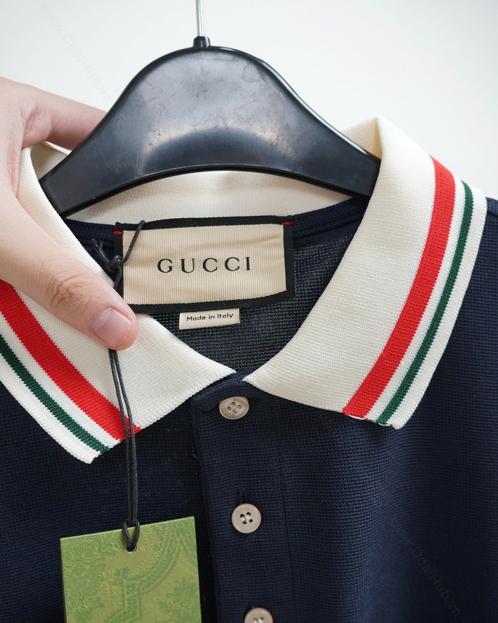 Polo Gucci Embroidered Logo Pocket (Xích Túi)
