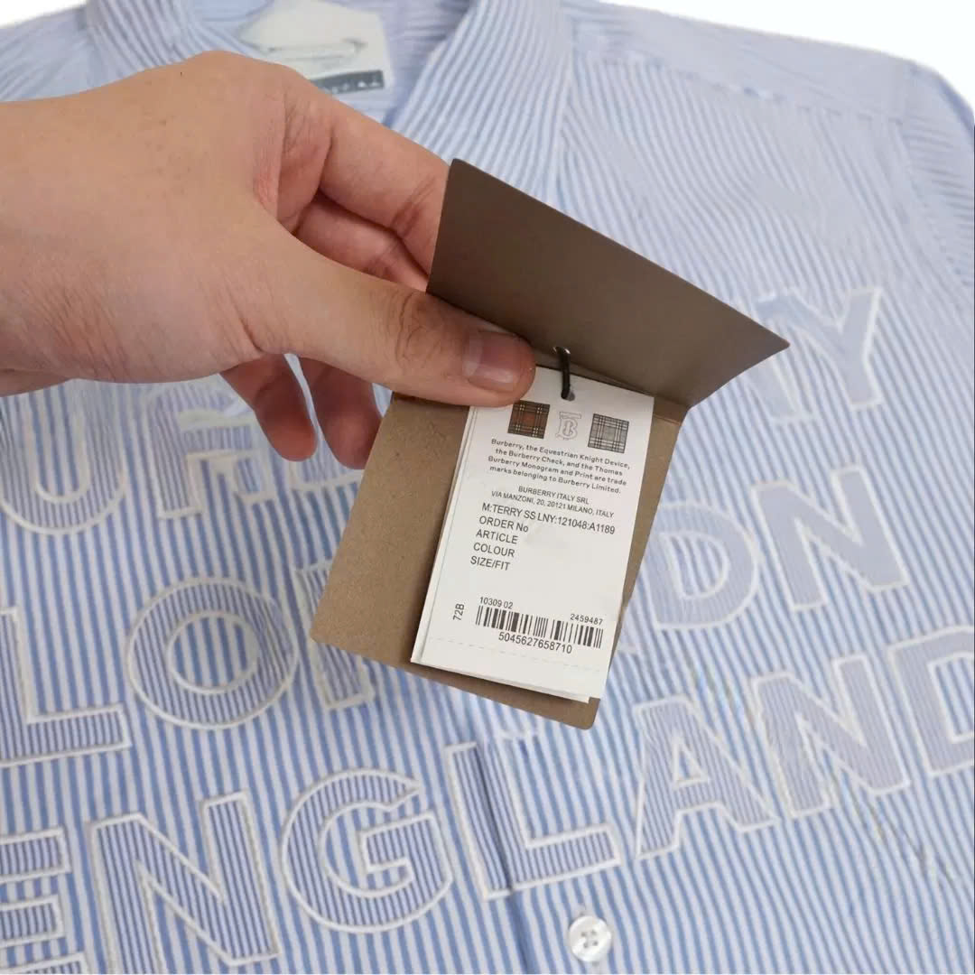 Sơ Mi Burberry Thêu Xanh Ghi tay Dài