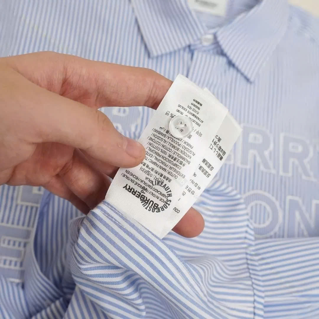 Sơ Mi Burberry Thêu Xanh Ghi tay Dài