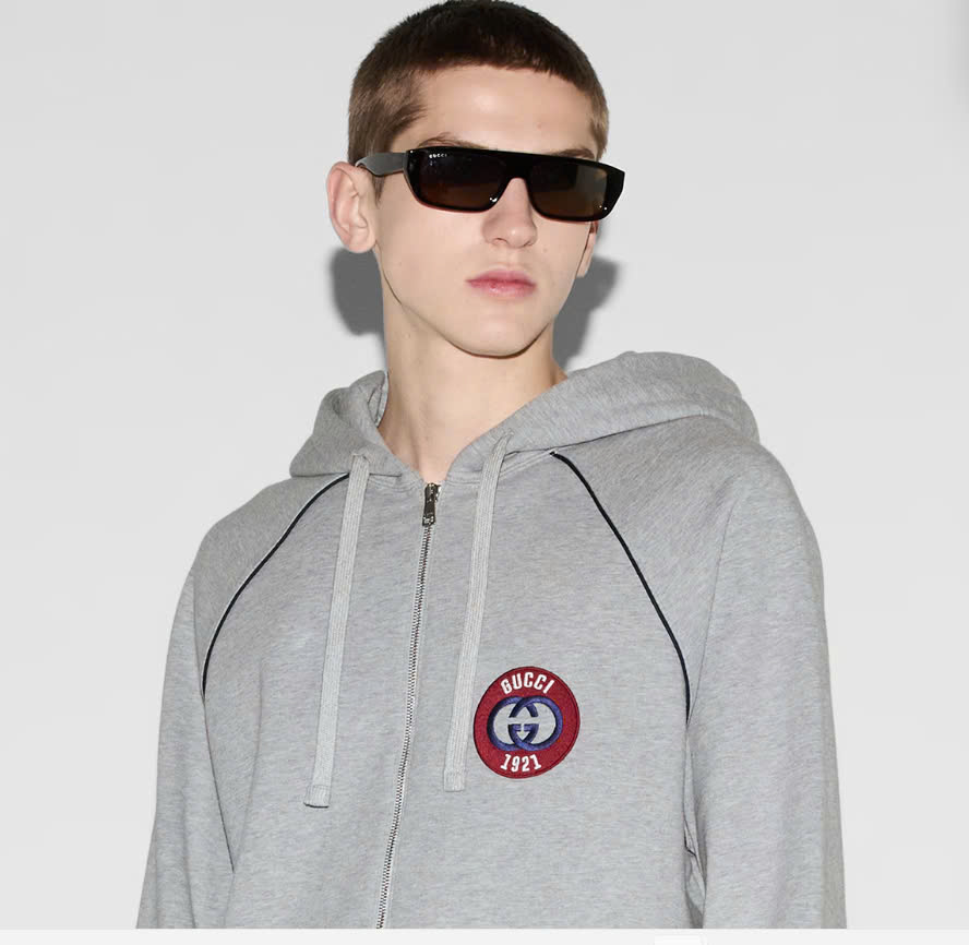 Hoodie Zip Gucci Red Logo