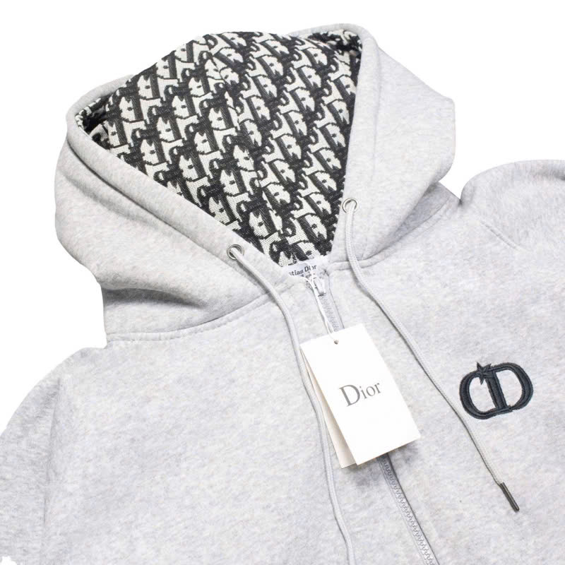 Hoodie Zip Dior CD Thêu Tay Áo (v2)