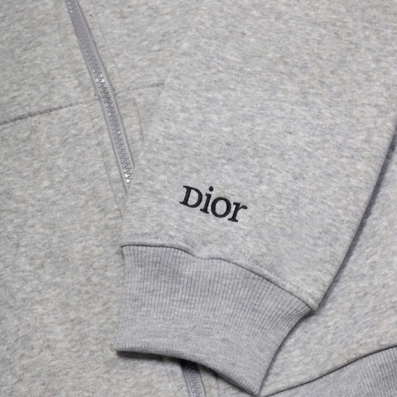Hoodie Zip Dior CD Thêu Tay Áo (v2)
