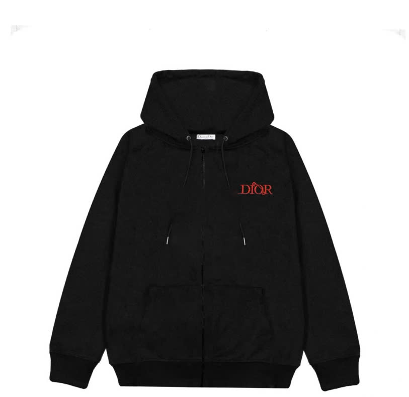 Hoodie Zip Dior Thêu Logo Đỏ (v3)