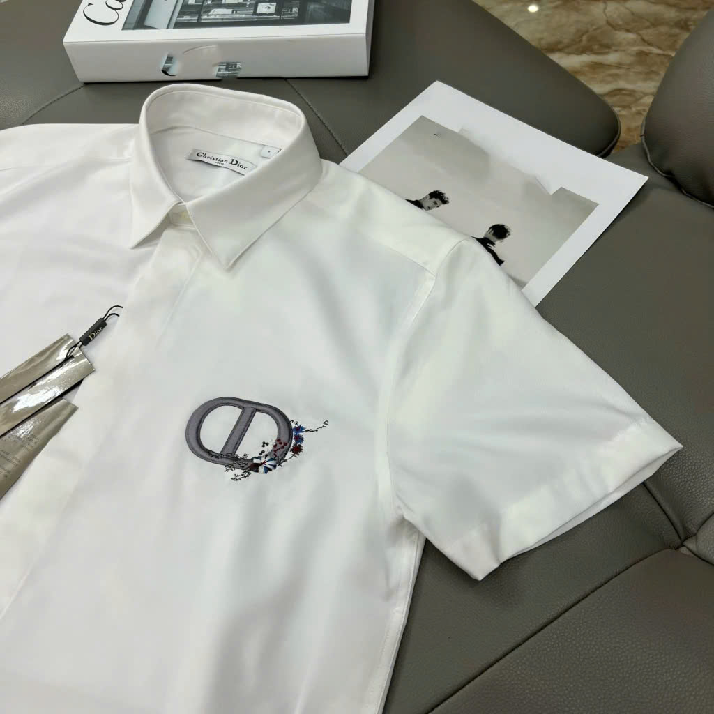 Sơ Mi Dior CD Thêu ( Trắng )
