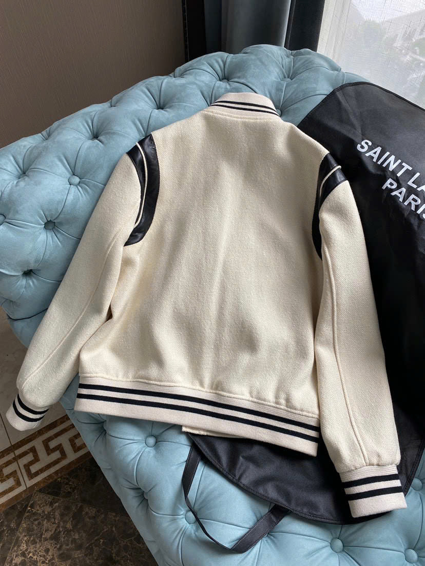 Bomber Teddy Sain Laurent Màu Be