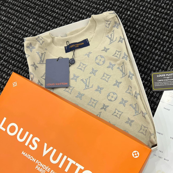Áo Thun LV Louis Vuitton Fade Kim Tuyến - Màu Kem