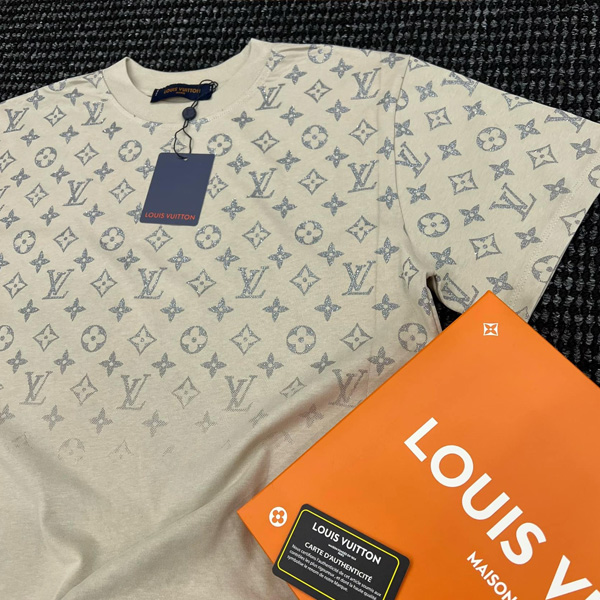 Áo Thun LV Louis Vuitton Fade Kim Tuyến - Màu Kem