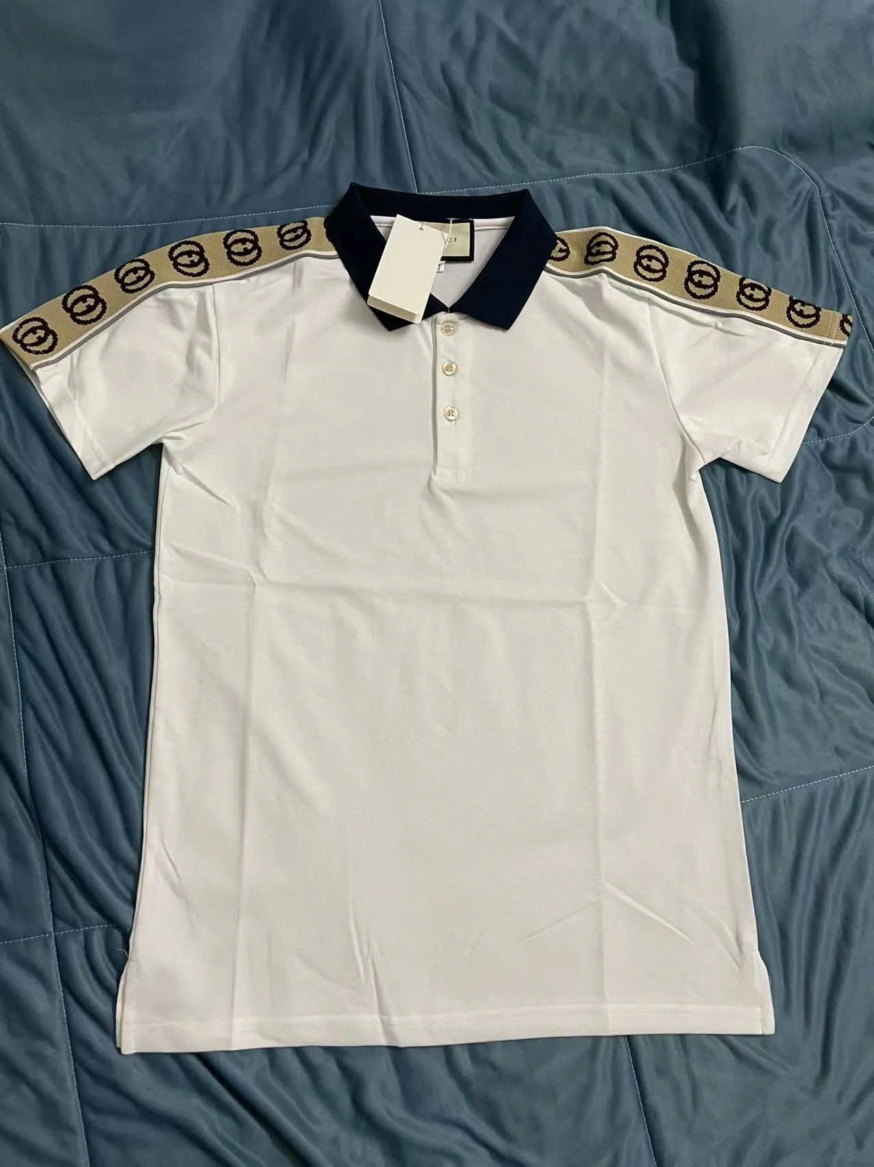 Áo Polo Gucci Monogram Pattern (Màu Kem)