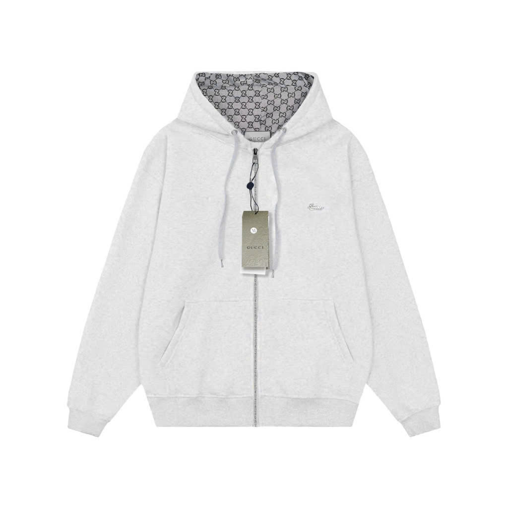 Hoodie Zip Gucci Monogram (Xám)