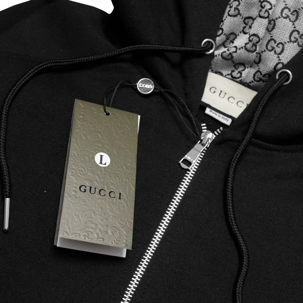 Hoodie Zip Gucci Monogram Đen
