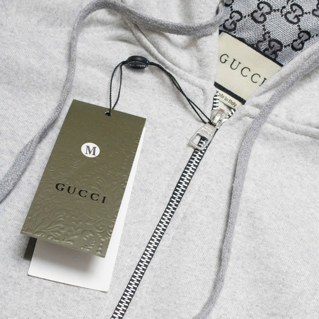 Hoodie Zip Gucci Monogram (Xám)