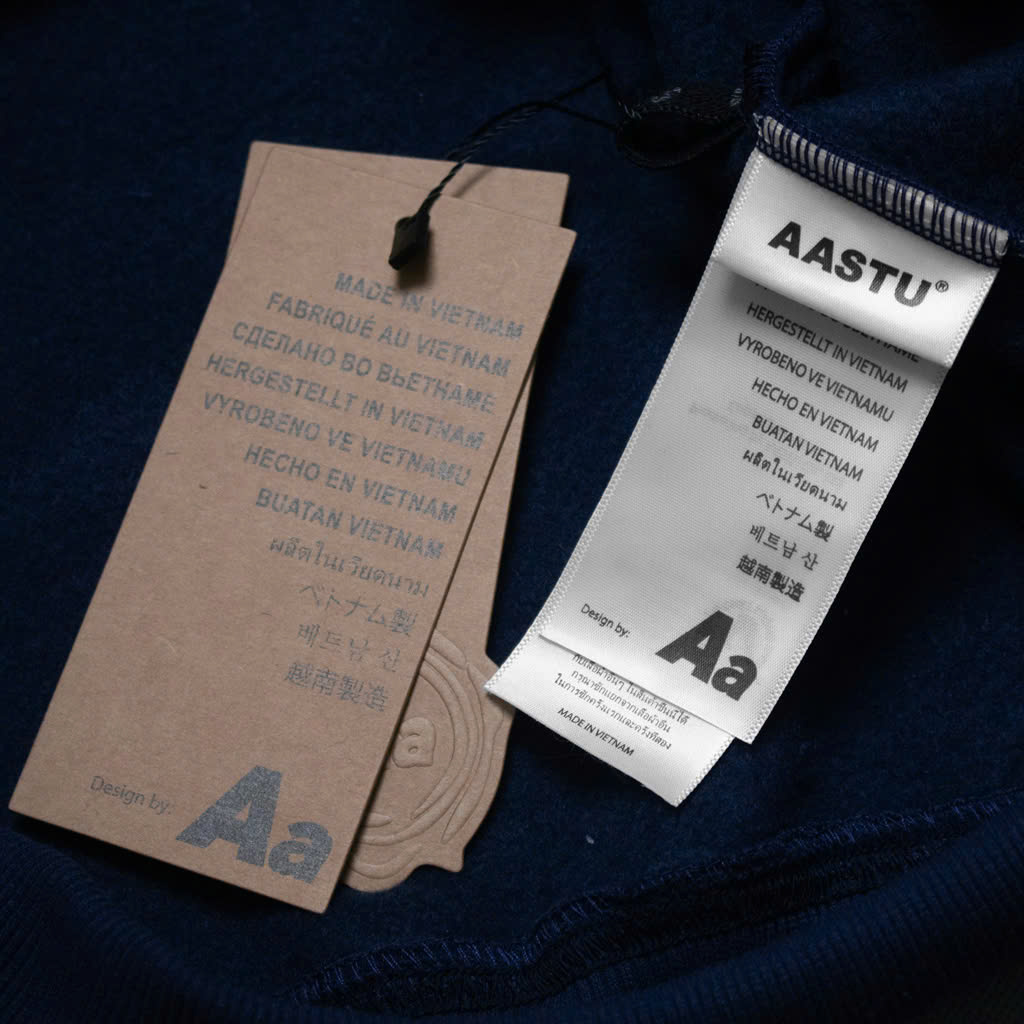 Hoodie Aastu Thêu Xù Flag Logo (Xanh)