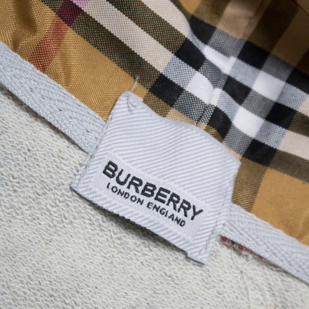 Hoodie Burberry Vintage V2 Logo Kim loại ( Xám )