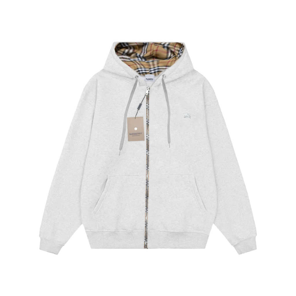 Hoodie Burberry Vintage V2 Logo Kim loại ( Xám )