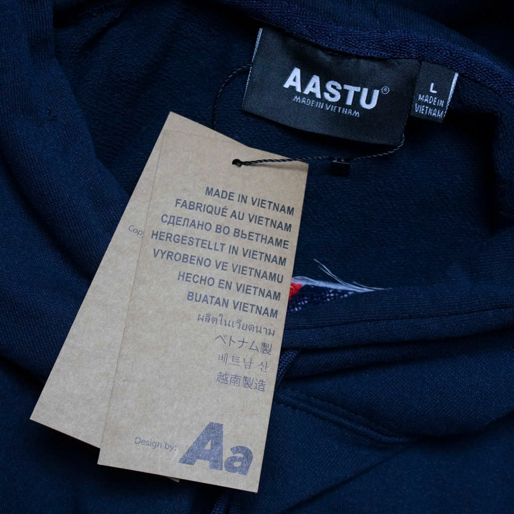 Hoodie Aa stu Nỉ Chân Cua Thêu Xù Flag Logo - Xanh