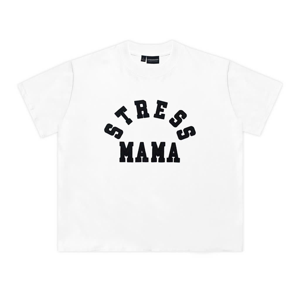 Áo thun STRESSMAMA CORE thêu cực nét-Trắng