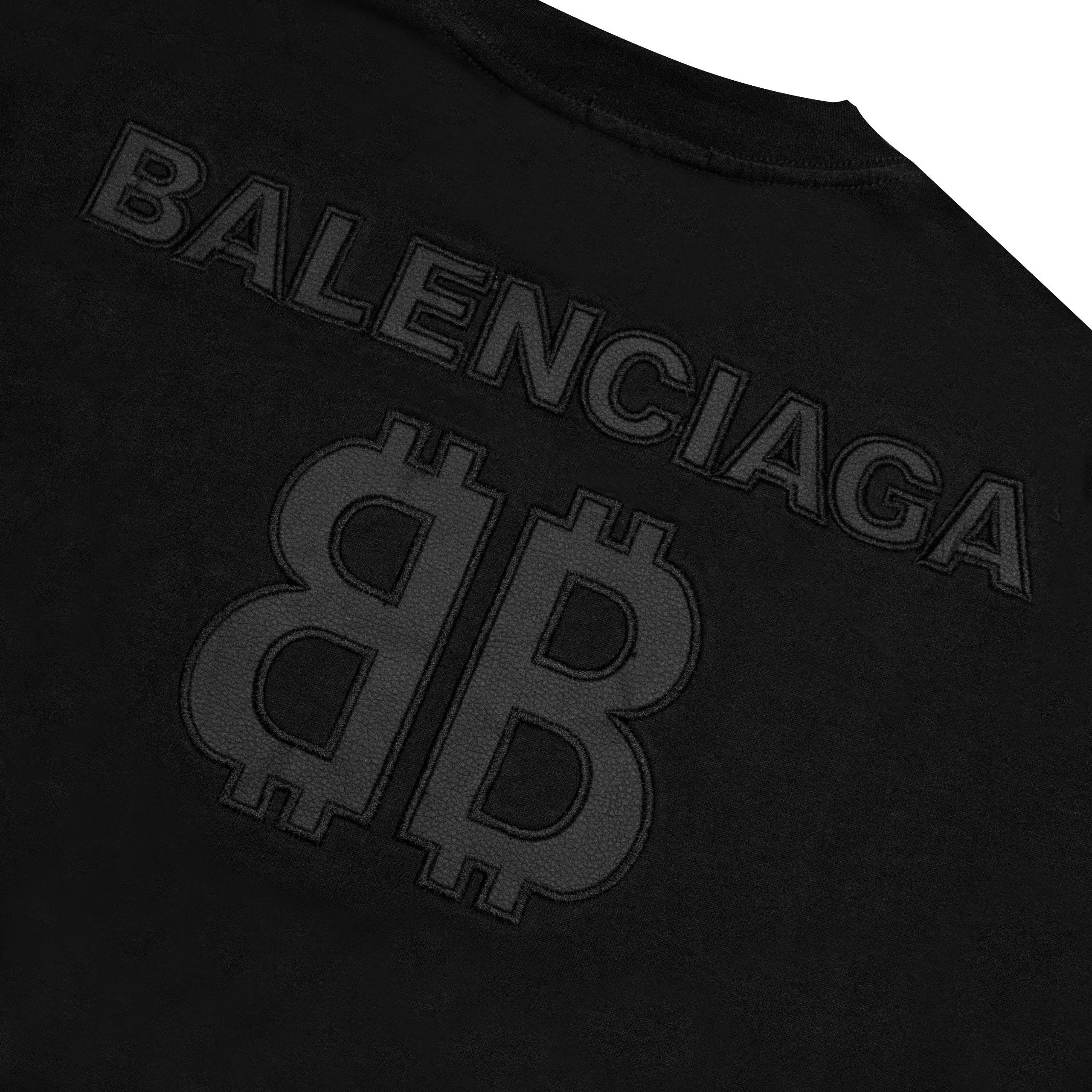 Áo Thun Balenciaga BB Logo Thêu Da - Đen