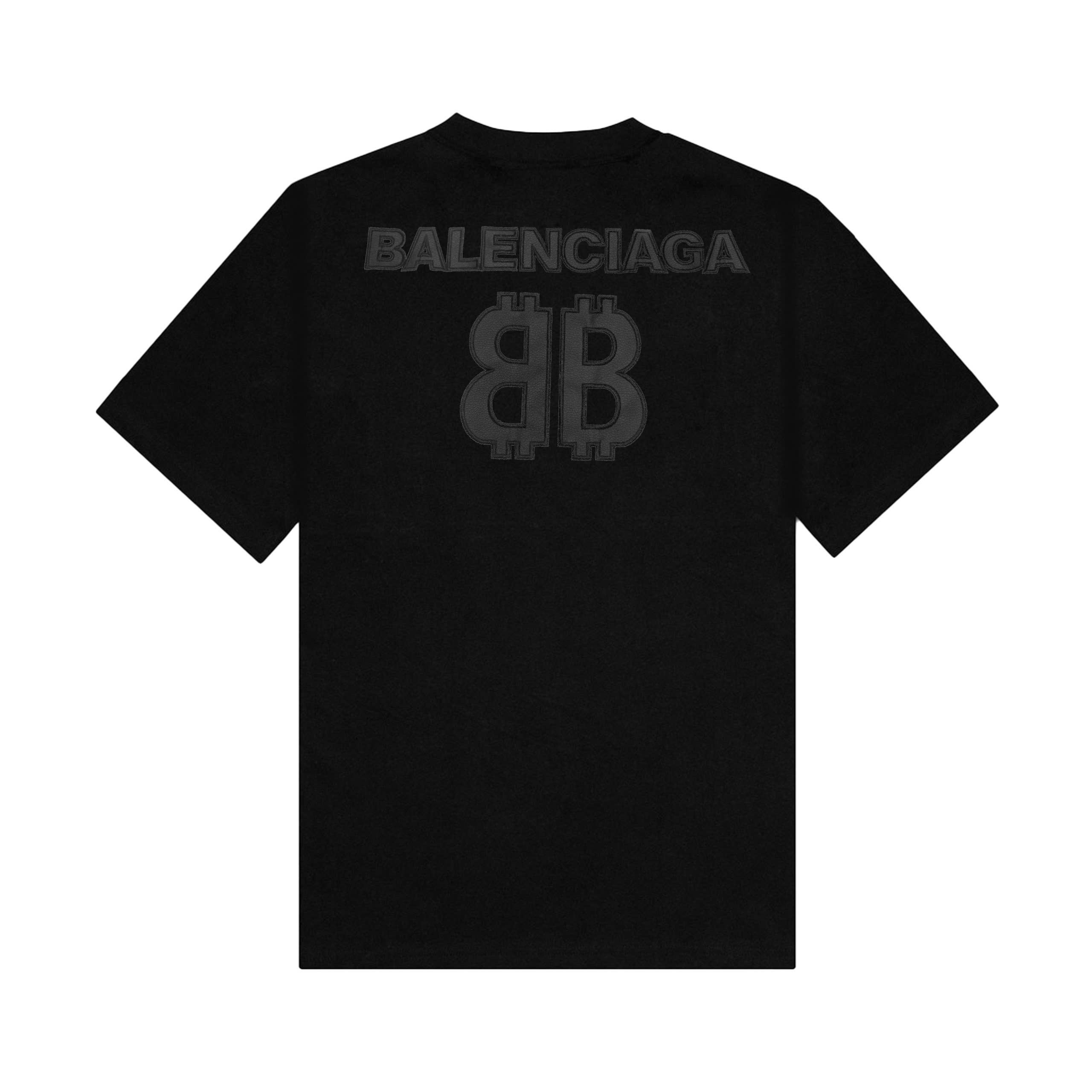 Áo Thun Balenciaga BB Logo Thêu Da - Đen