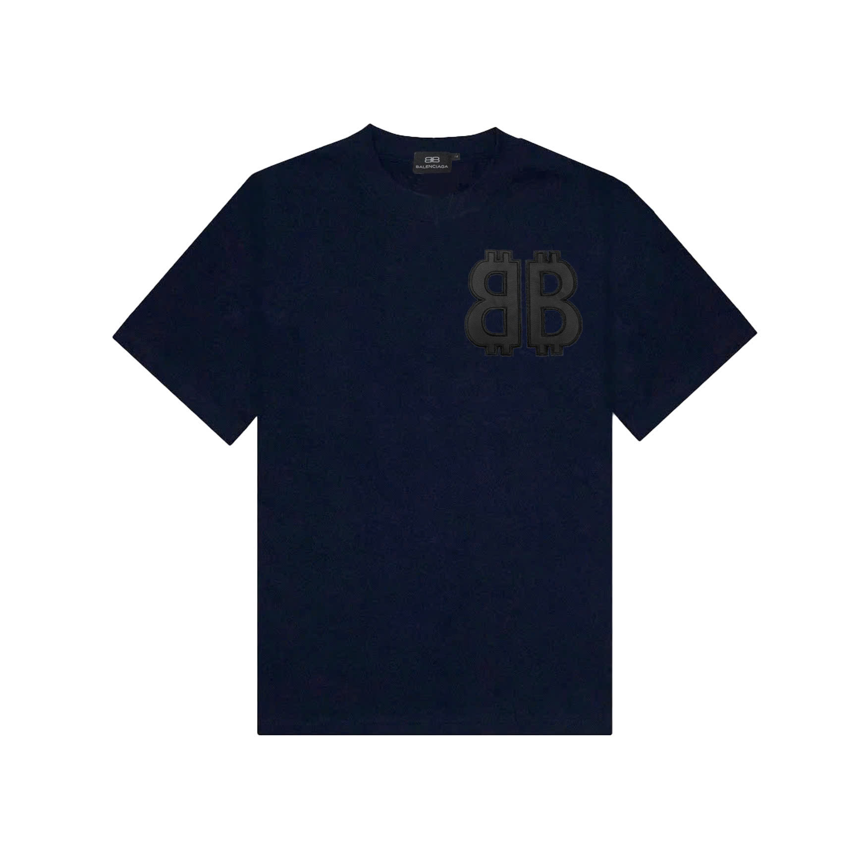 Áo Thun Balenciaga BB Logo Thêu Da - Xanh