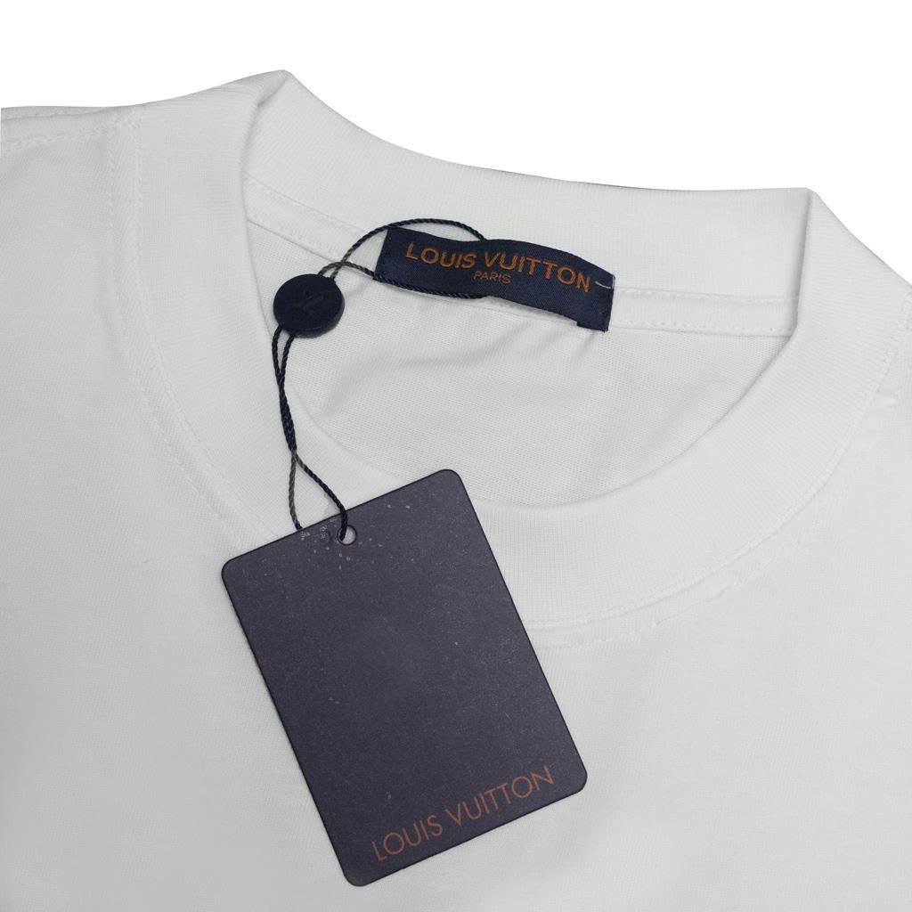 Áo Thun Louis Vuitton Thêu Xù Original - Trắng