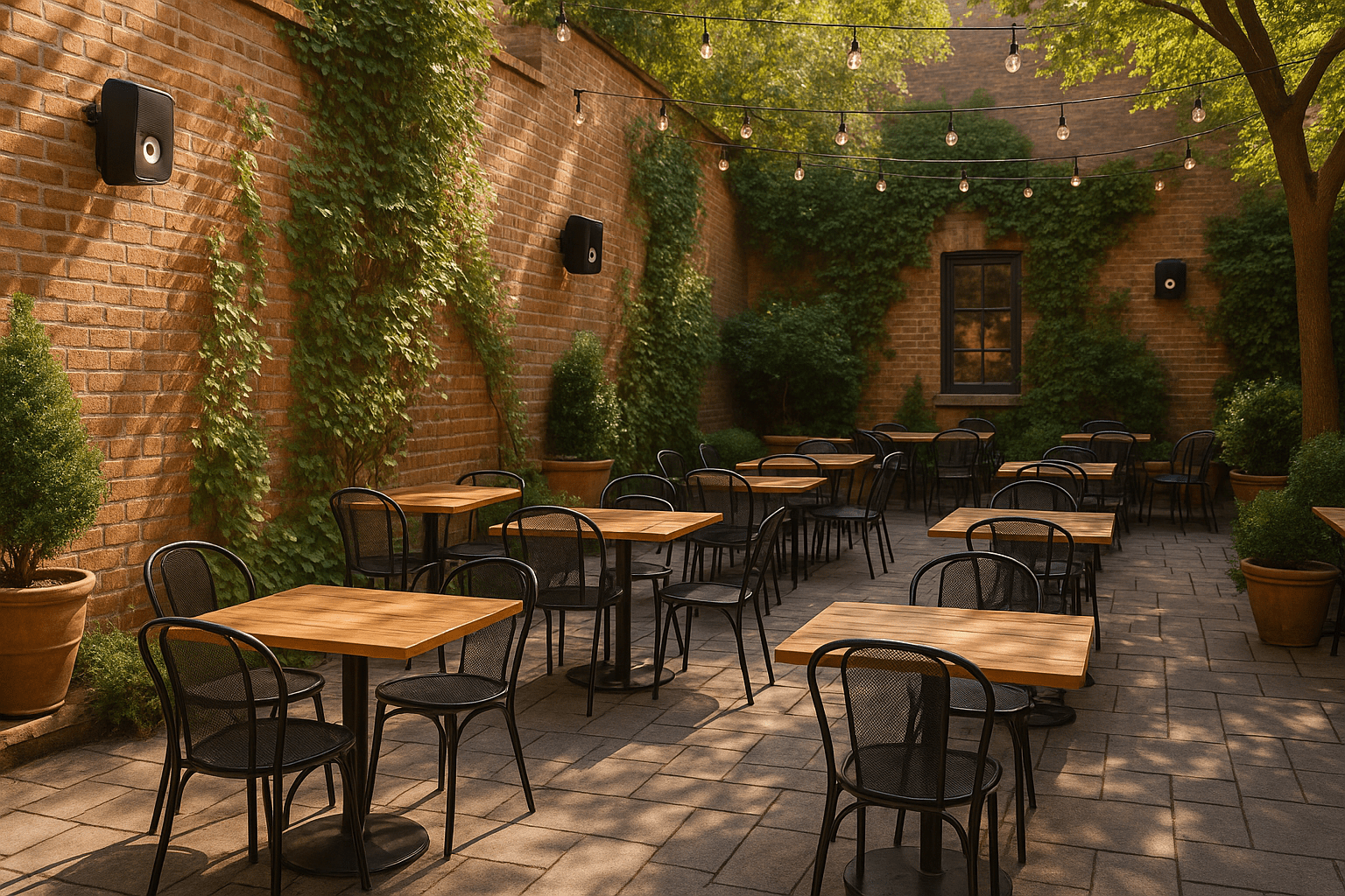 Hướng Dẫn Chọn Loa Treo Tường Cho Quán Cafe Ngoài Trời: Vừa Đẹp, Vừa Hay, Vừa Bền