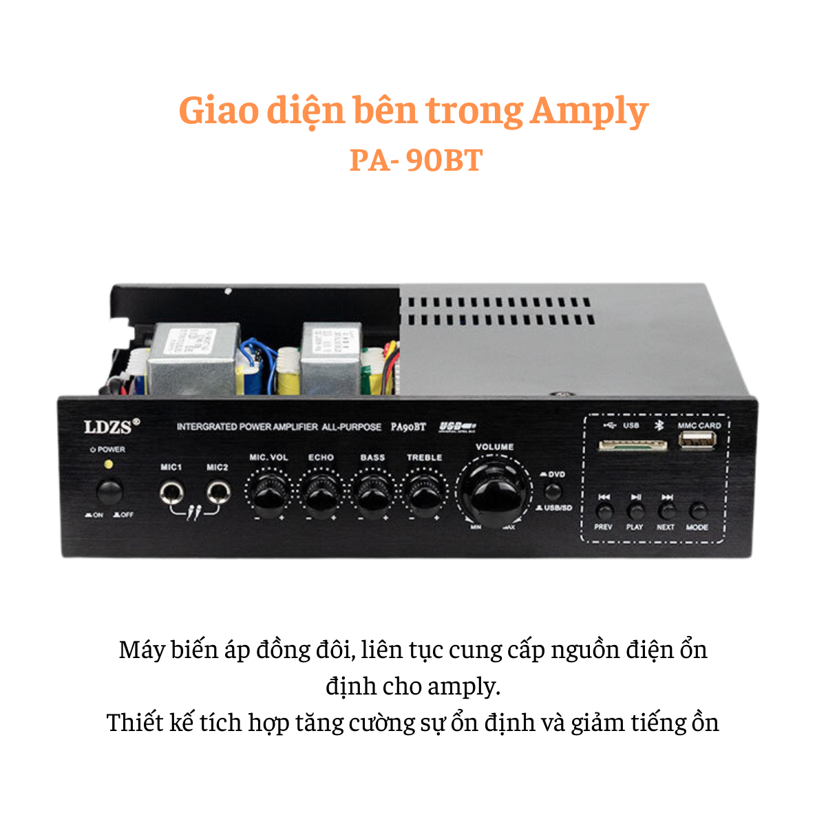 Amply bluetooth cho loa âm trần LDZS 90bt, công suất 120W, 70-100v
