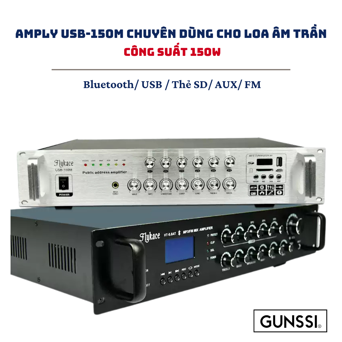 Amply Bluetooth USB-150M cho loa âm trần